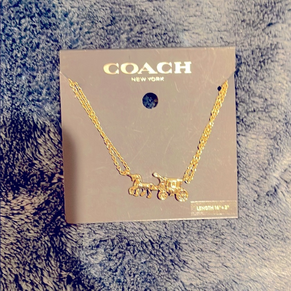 NWT Coach Necklace ~ Golden Horse & Carriage ~ MSRP $118